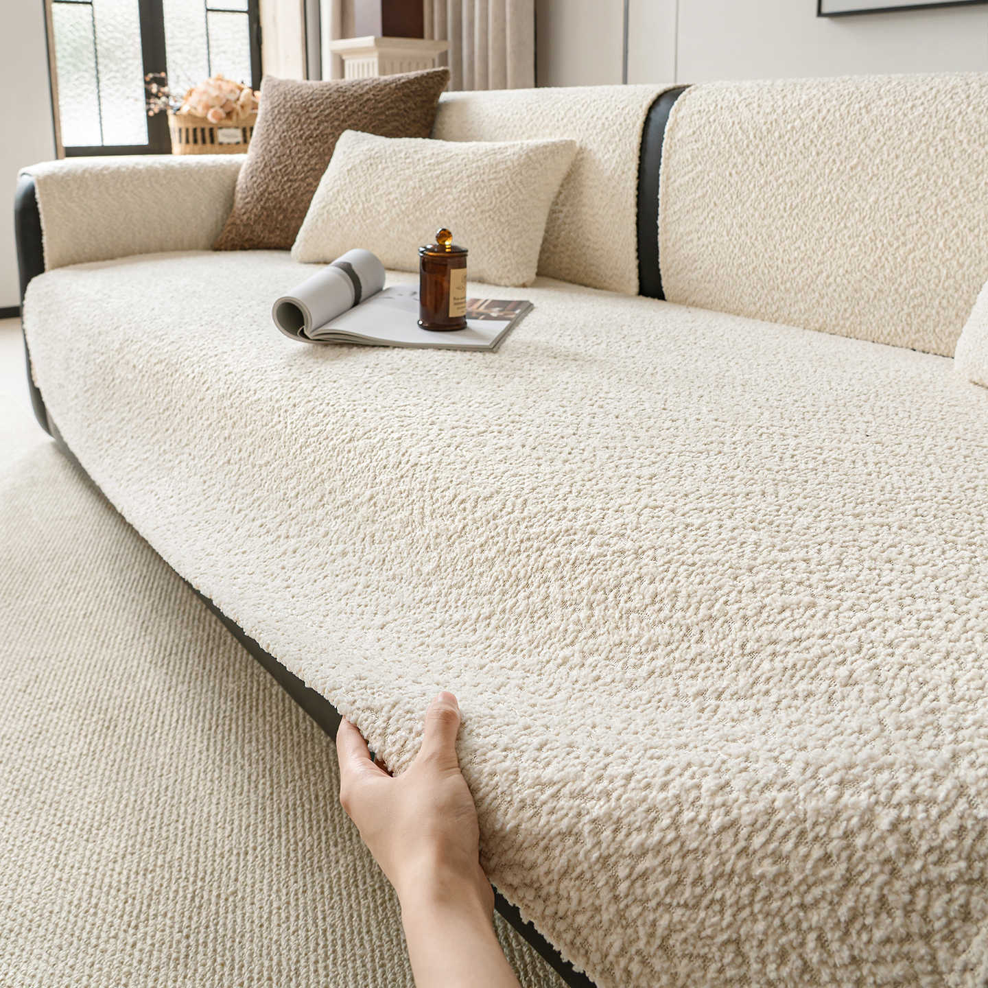 Chenille Sofa Cover & Cushion Pad — Anti-Slip, All-Season Comfort for Your Living Room