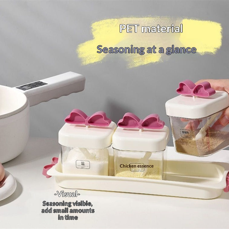4-Compartment Spice Jar Set with Tray, Spoons & Labels